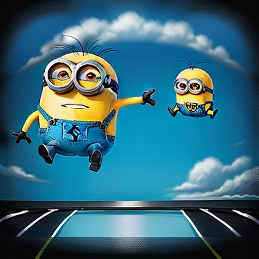 minions on a trampoline surreal cassette futurism