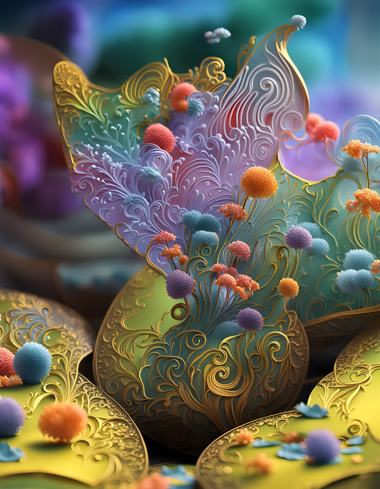 Foil Relief of Intricate Hyperrealistic Scene