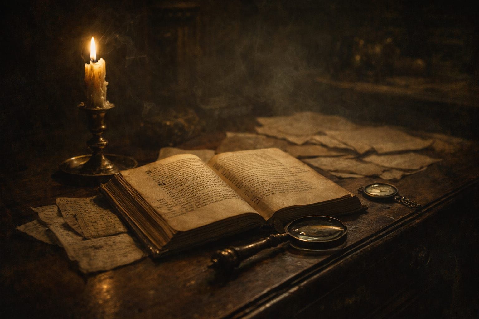 Antique scholar's desk by candlelight  by @m315cw