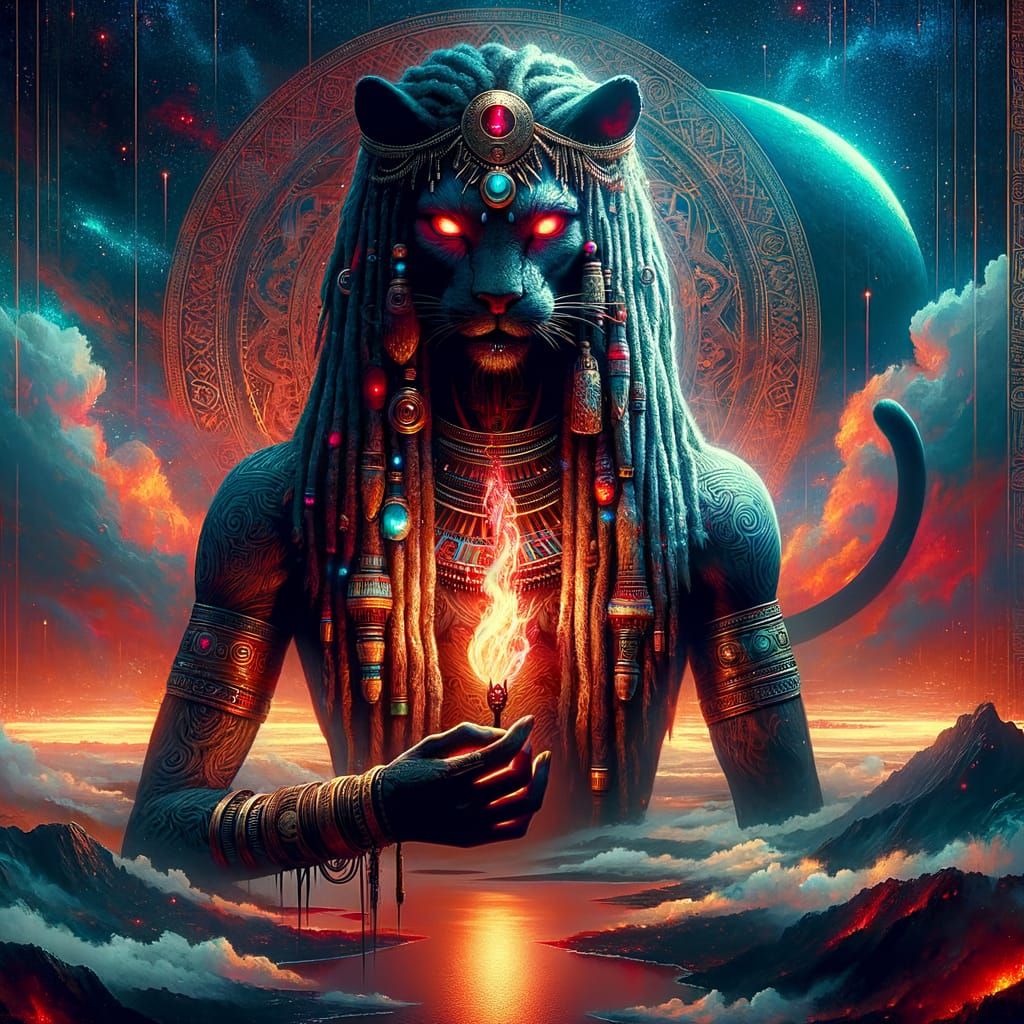 Mummified Panther God Concept Art in 8k Resolution