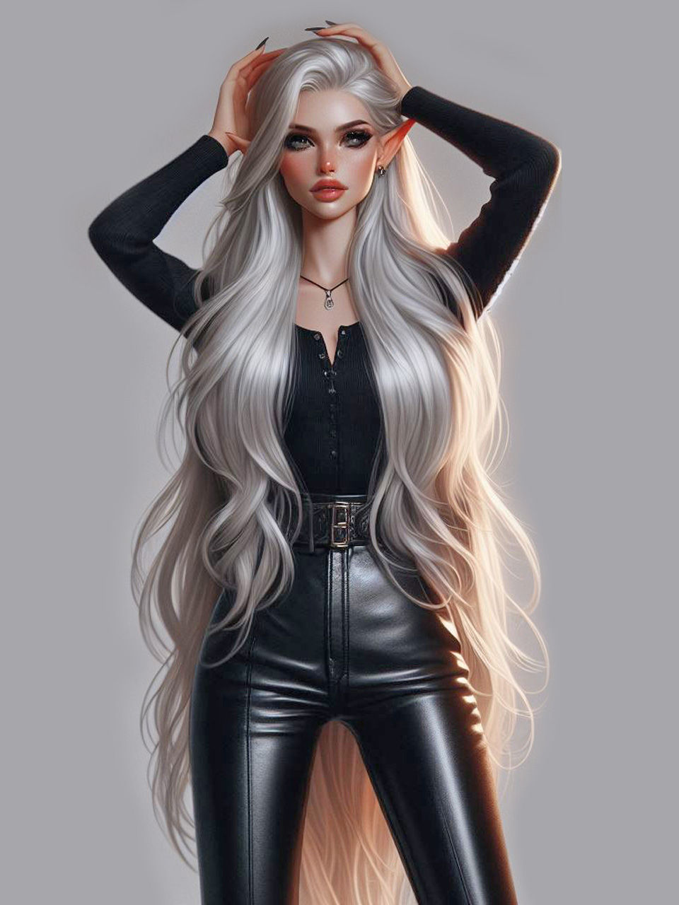 White Elf with Long White Hair