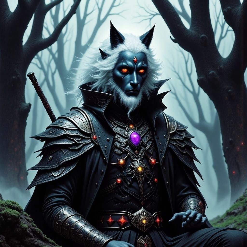  <lora:Darkangel Flux:1.0>cat warrior