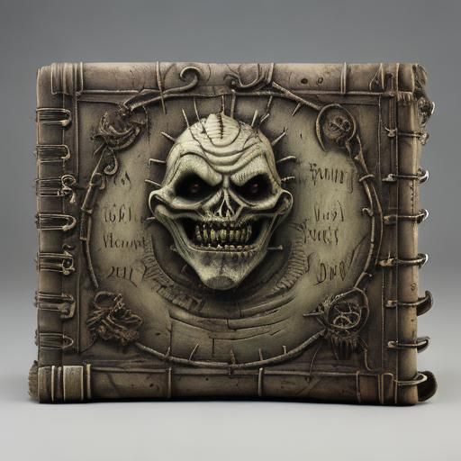  <lora:Book-of-Horrors DSv8:1.0>Open pop-up book, on a counter-top, Devil climbing out of hell