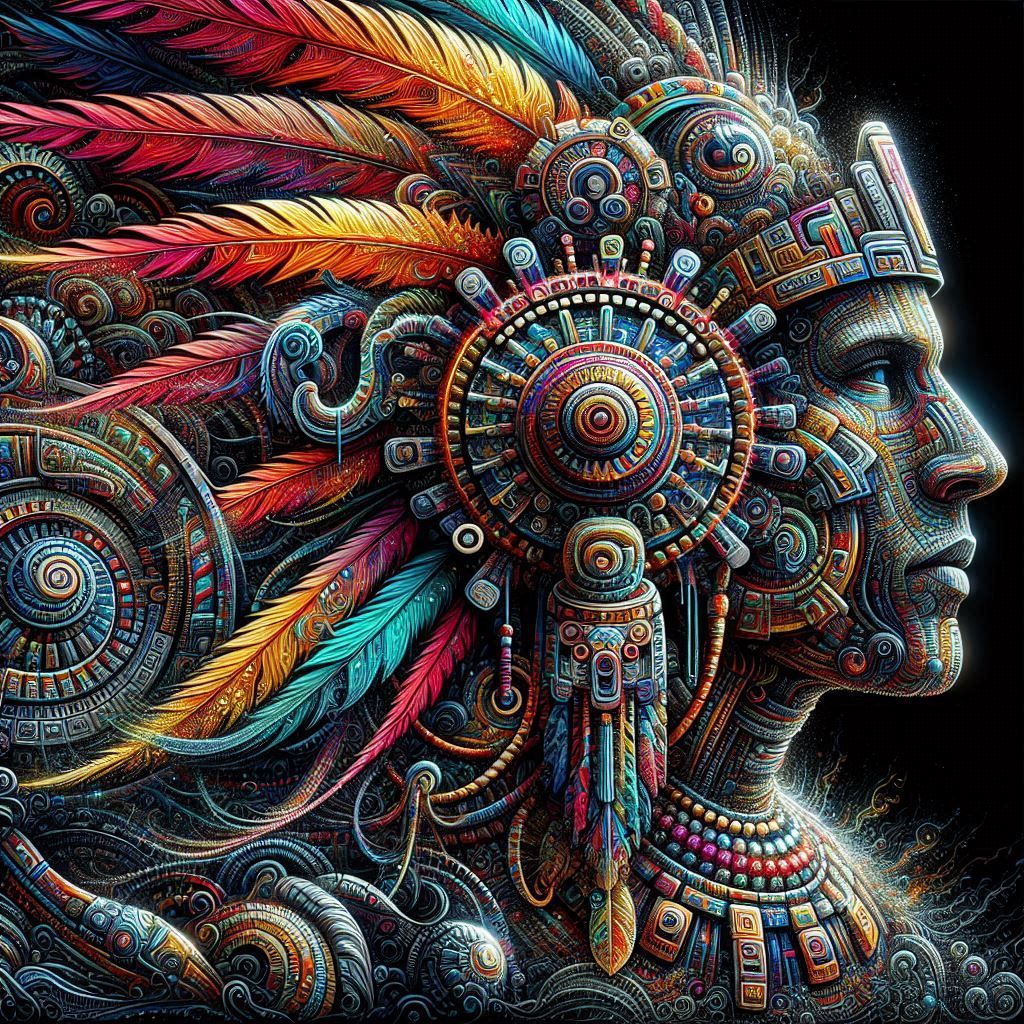 Aztec Man Wearing Jewelry Made in Fire 2