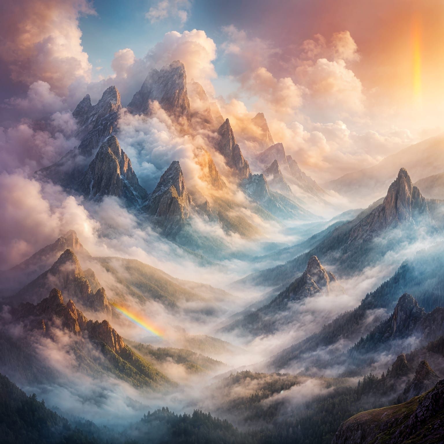 <lora:Pastels:1.0> <lora:MakeItPretty:1.0> <lora:Colored Smoke:1.0> Abstract rainbow mist and billowing smoky clouds fluffy soft magical war...