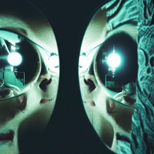 that's not me in the mirror, Eldritch hyperdetailed, sci-fi