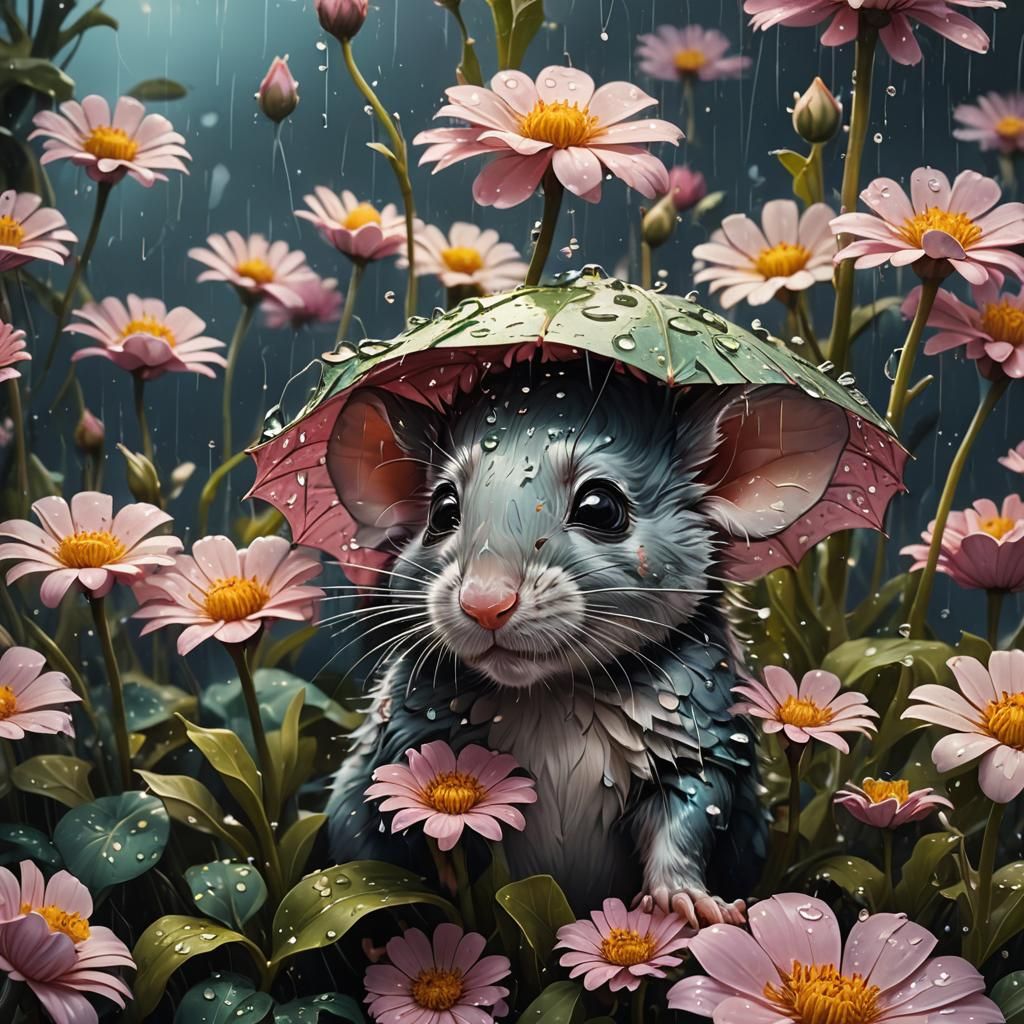Mousie in the Rain  by @Litnut17