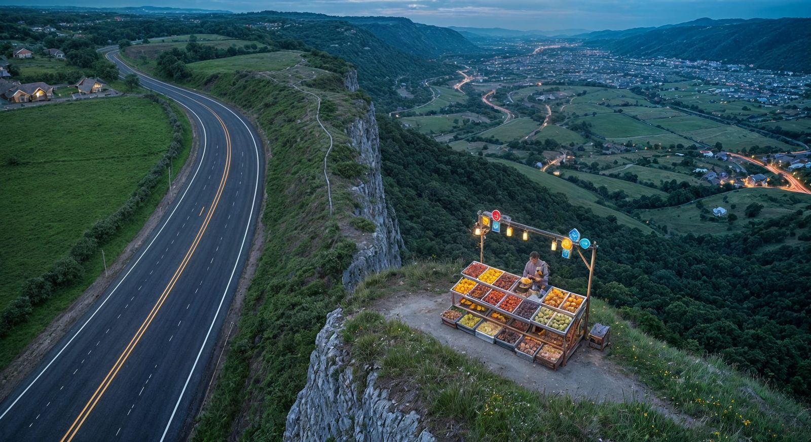 Twilight Fruit Stand on Cliffside Road