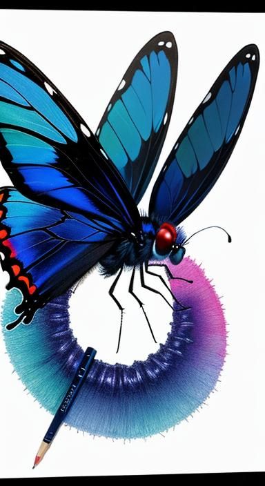 Meticulous portrait of cosmic horror dark blue eye red drago...