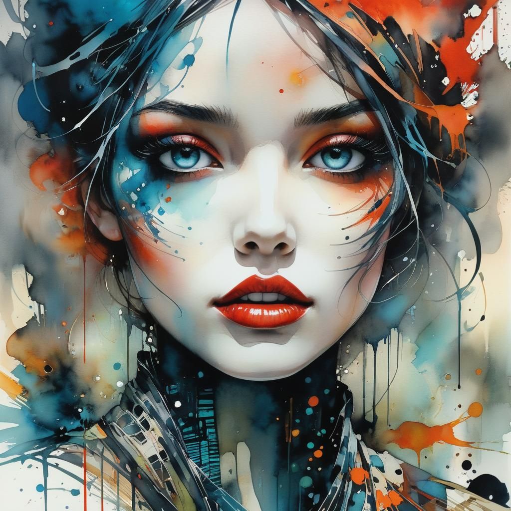 Expressive Mixed Media Art in Watercolor and Ink