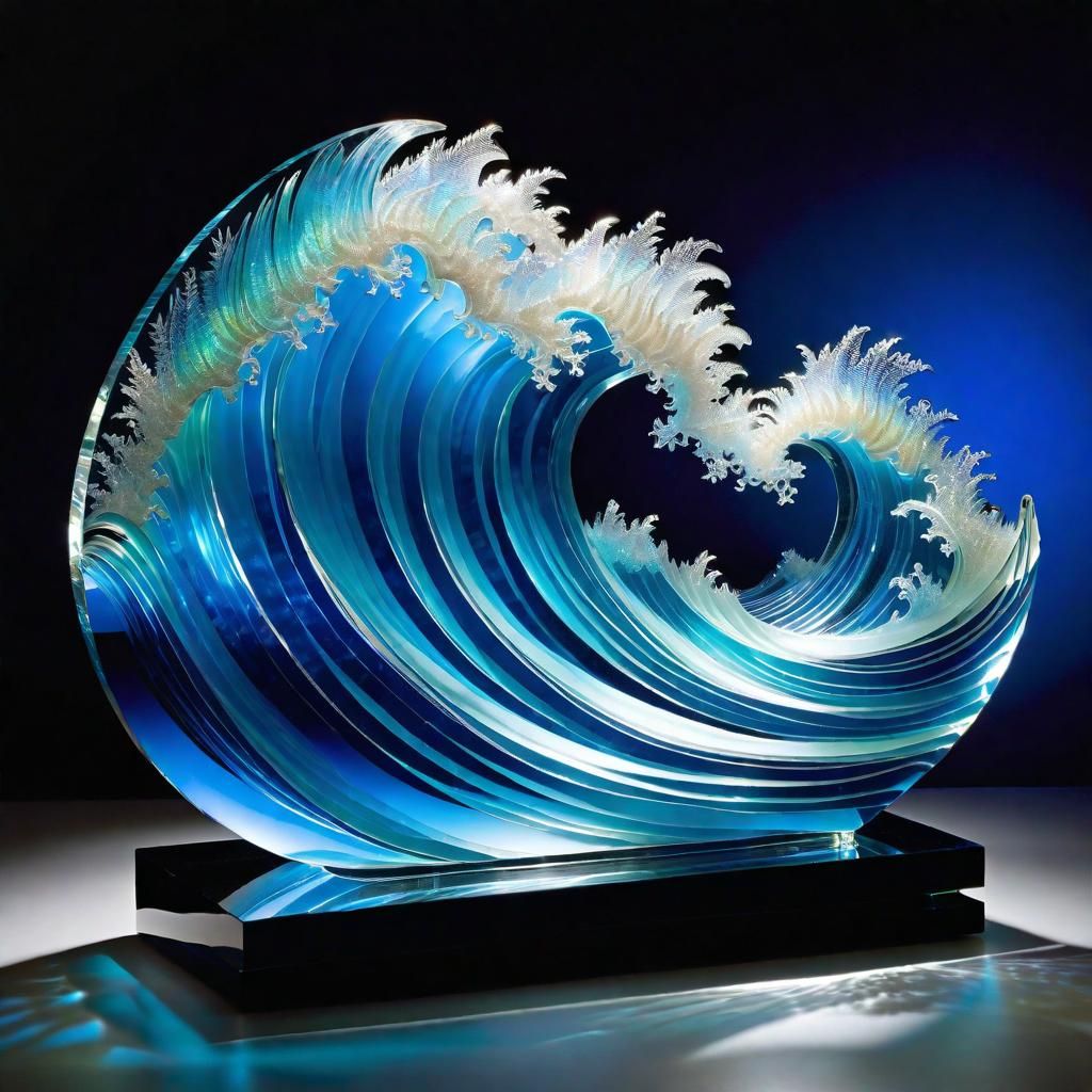Ocean Wave Glass Sculpture: Mystical Fantasy Artwork