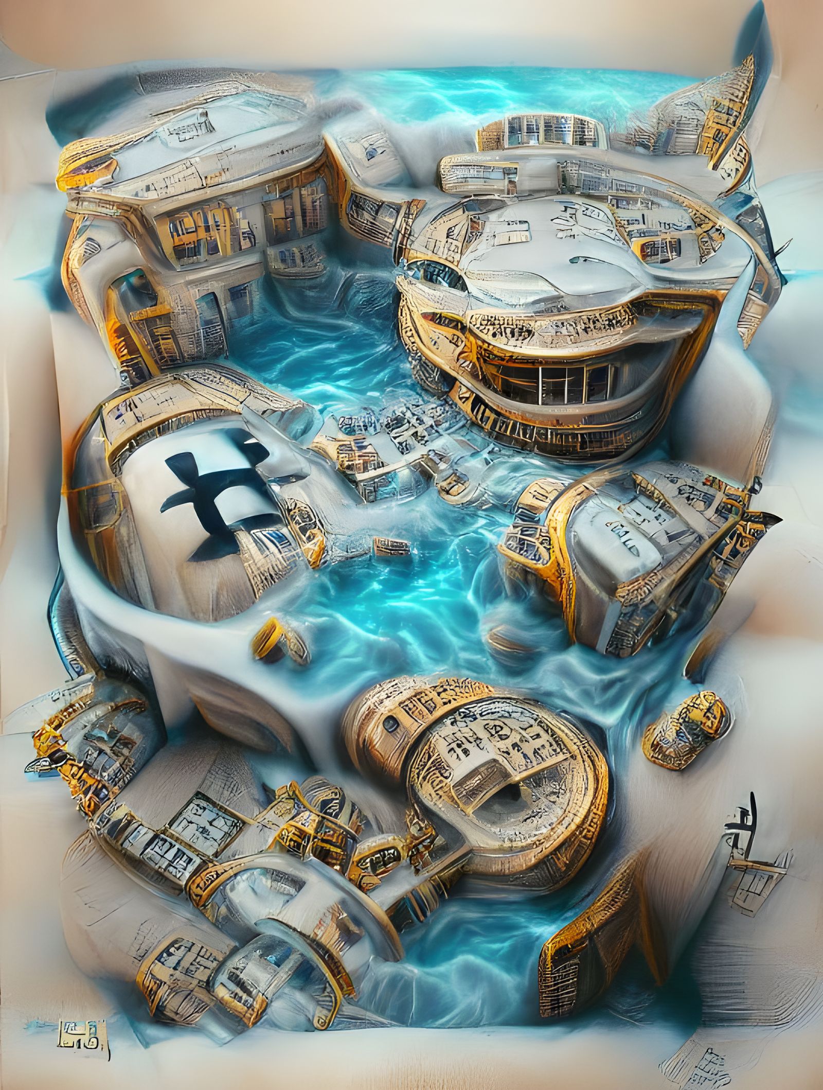 Floating Crypto Pool Party Palaces AI Generated Artwork NightCafe 