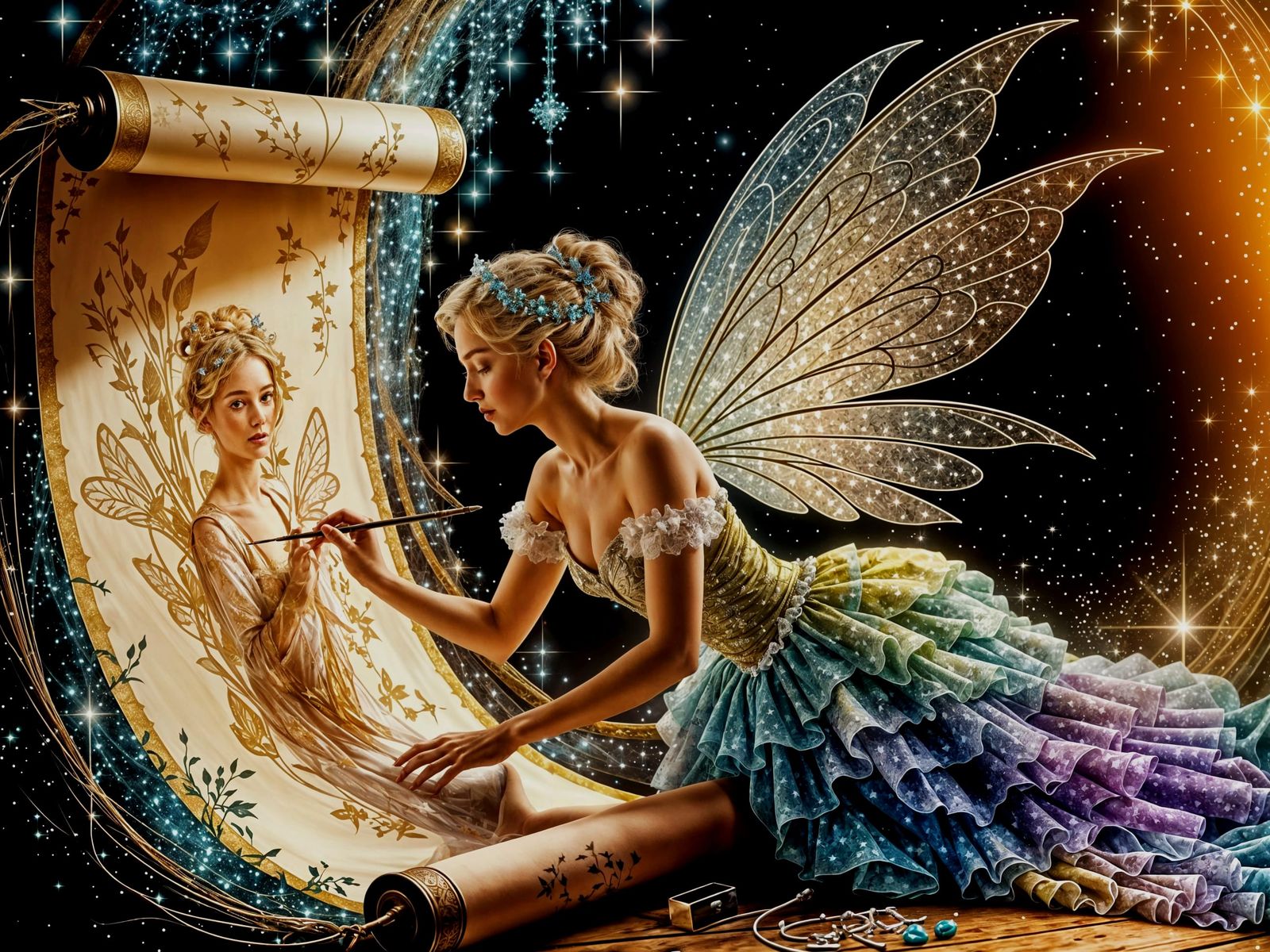 Сharming fairy in process of painting  by @TalyNataly