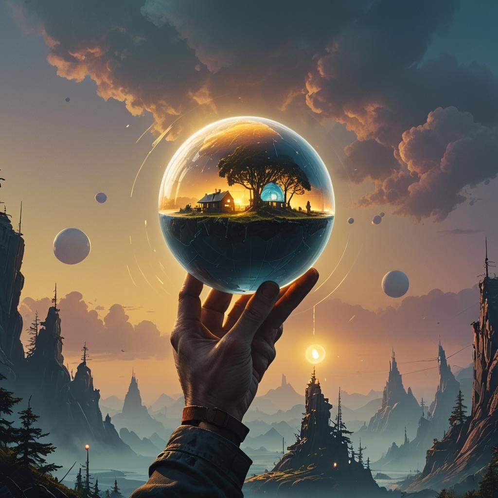 Hand Holding Glowing Globe: Fantasy Concept Art