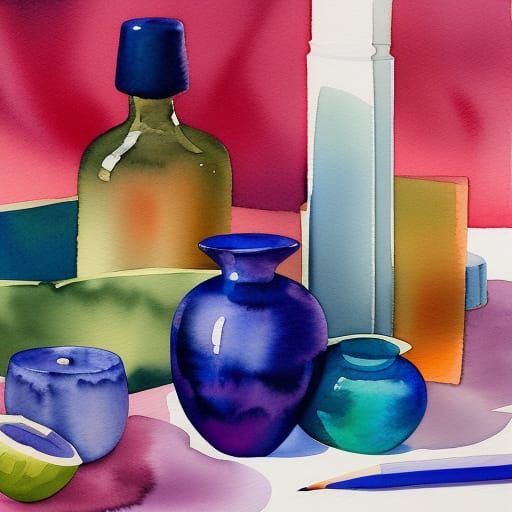 still life: watercolor vases - AI Generated Artwork - NightCafe Creator