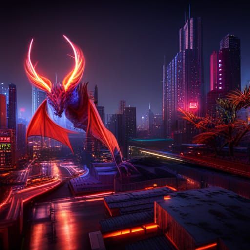 Antlers neon dragonbat AI Generated Artwork NightCafe Creator