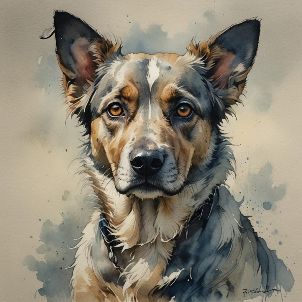 Watercolour dog