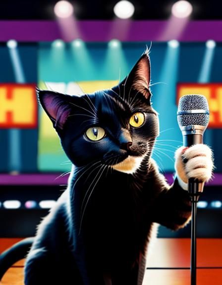 Cat singing Karaoke.
