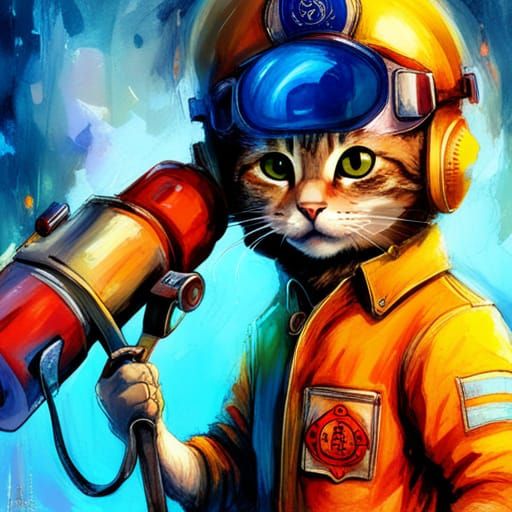 Adorable Cat Firefighter - AI Generated Artwork - NightCafe Creator