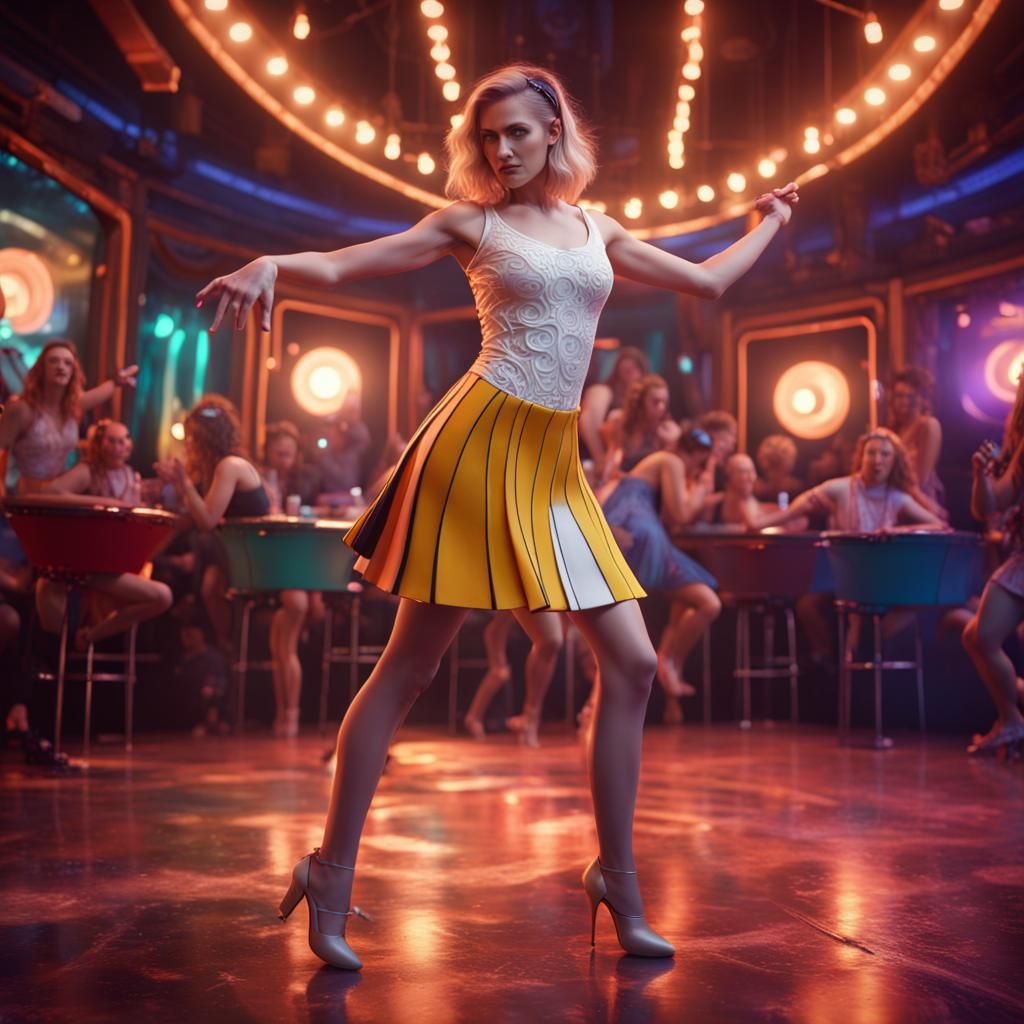 Young White Girl and a Beautiful Diva in Short skirt  Dancin...