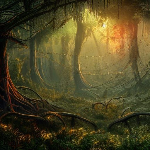spider web in a forest