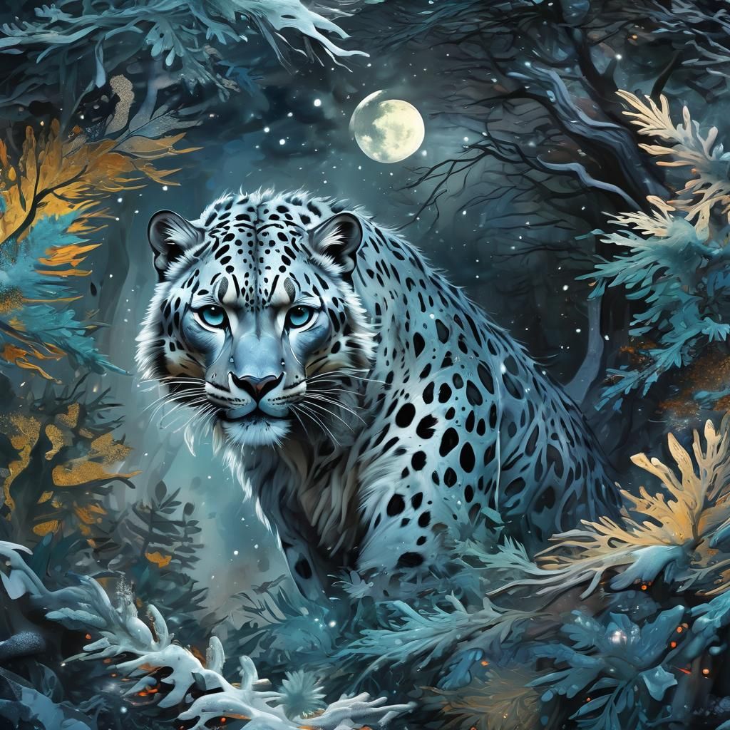 Snow Leopard Glitch Art