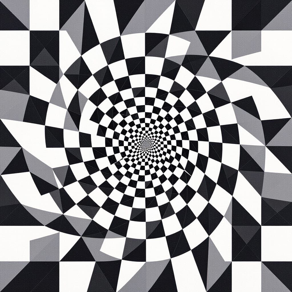 Hypnotic Spiral Optical Illusion in Geometric Style