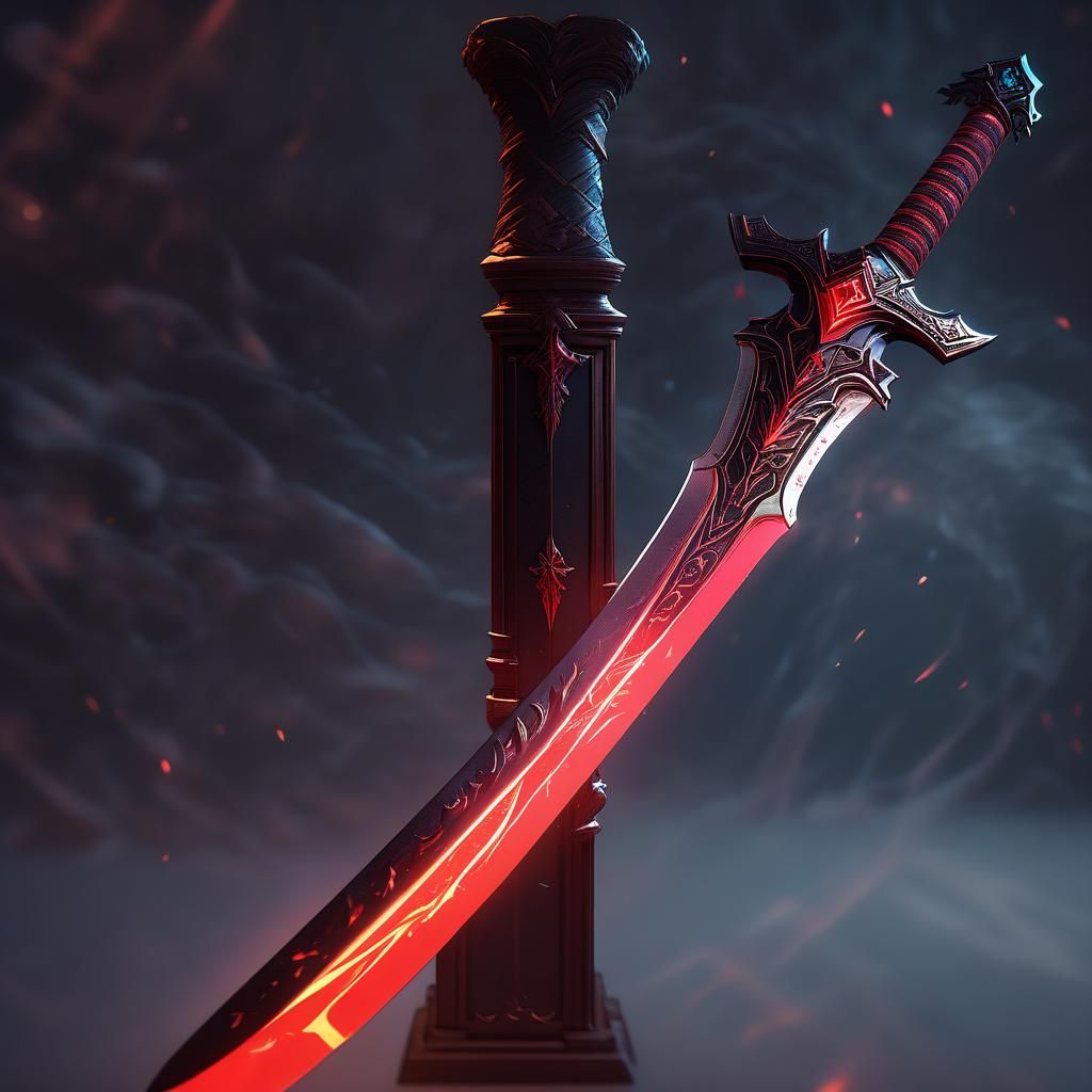Vividly glowing red sword