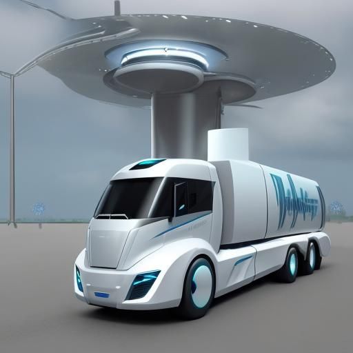 Futuristic turbine semi truck, atomic space age