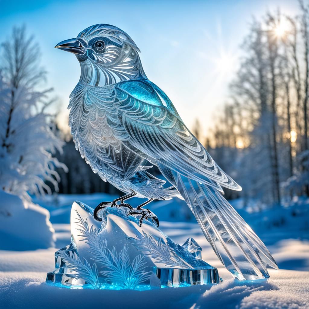 Ice sculpture bird