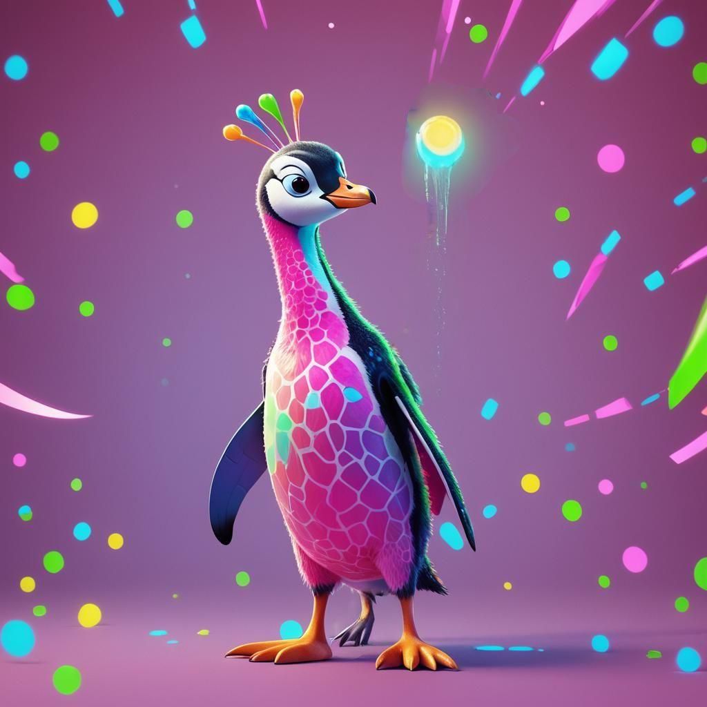 A hybrid of a penguin and a giraffe.