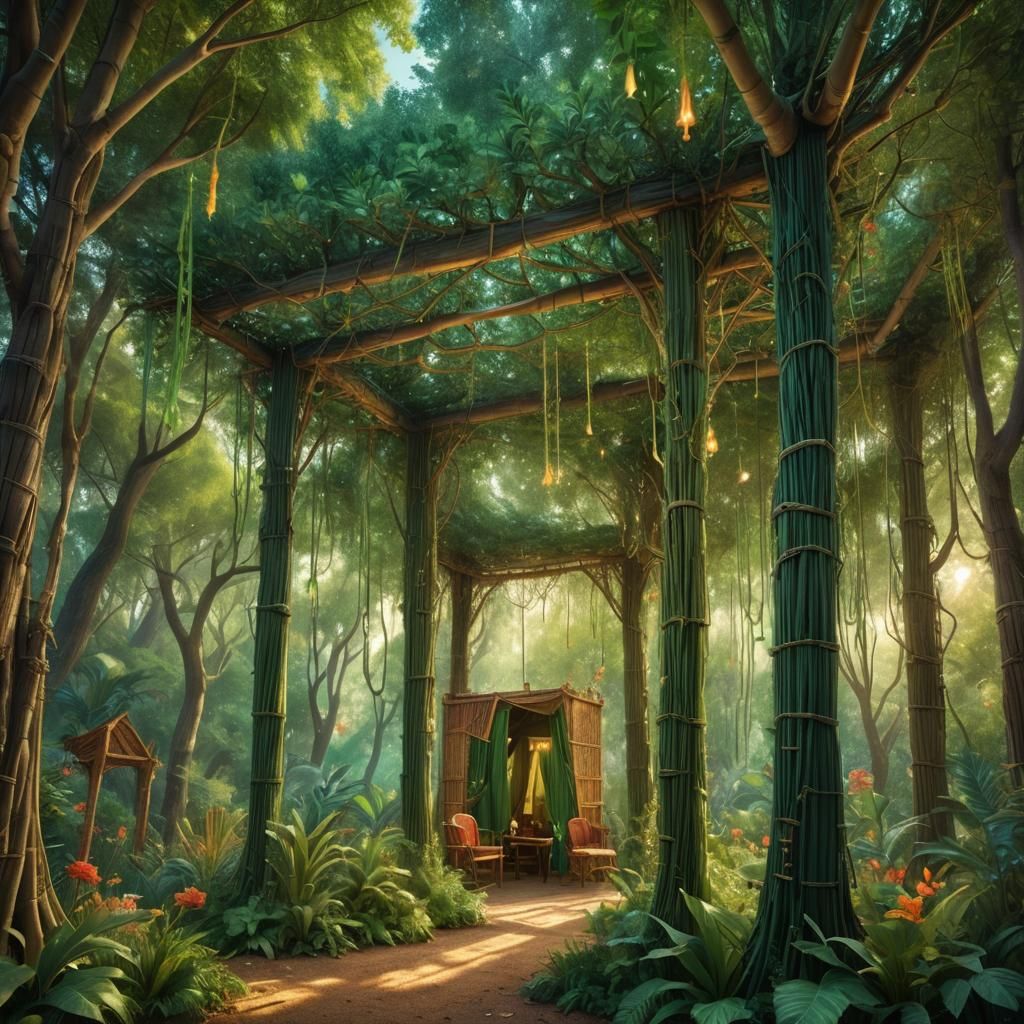 Sukkah and Lulav in Whimsical Forest