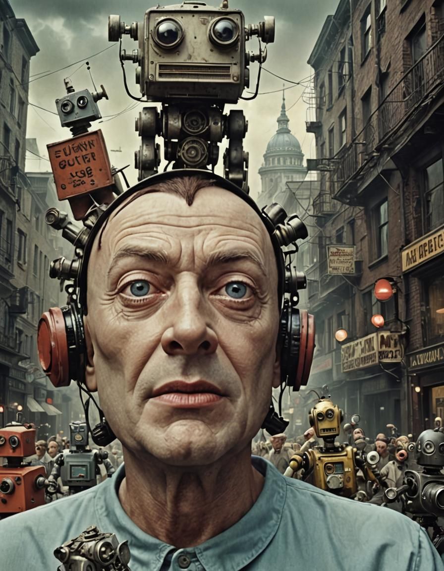 Surreal Robot Flock: A Hyperrealistic Stop-Motion Dream