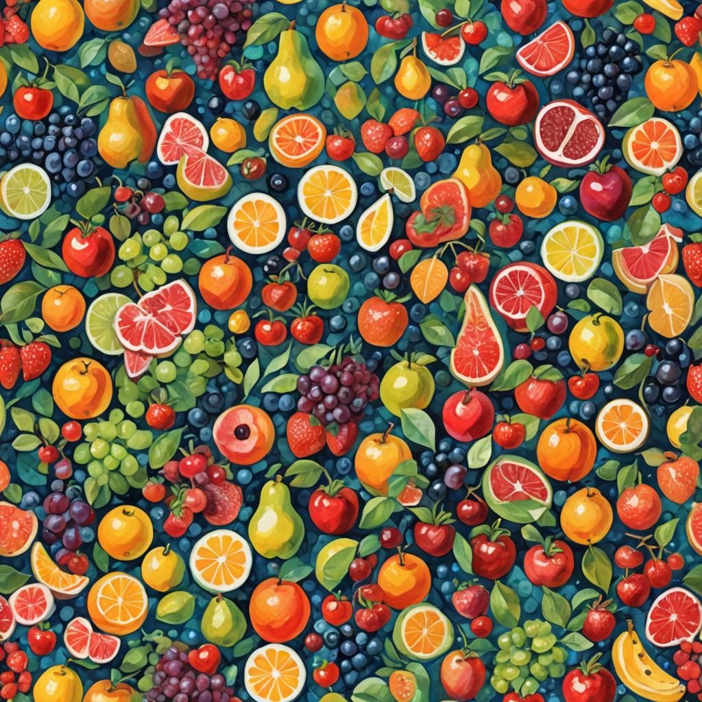 Dynamic Fruit Collage (Summer Fruit Gala Shop) - AI Generated Artwork ...