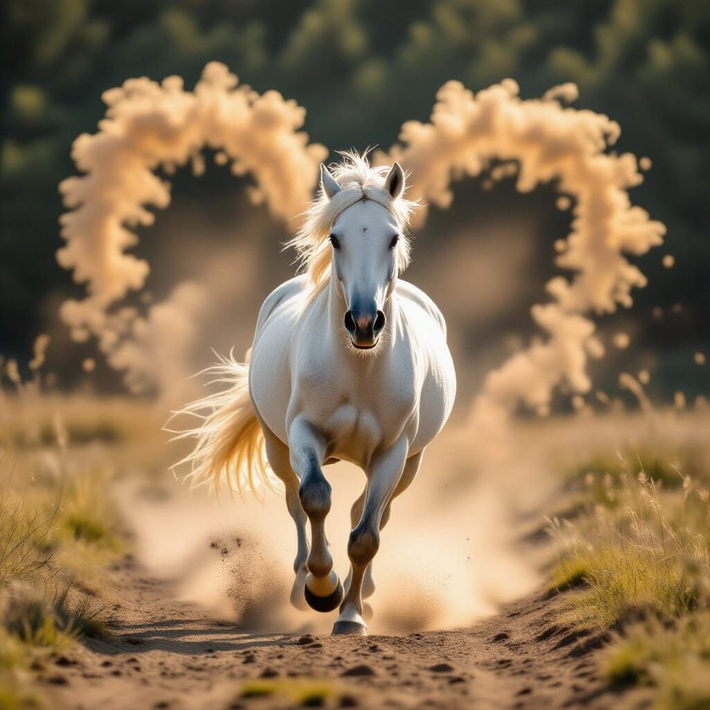 White Horse Gallops, Kicking Up Heart-Shaped Dust