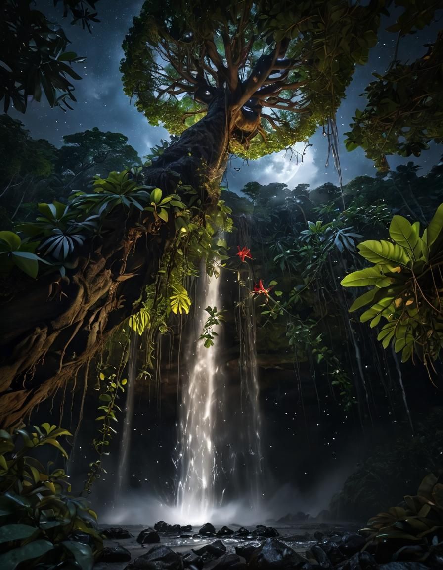 At night in the rainforest