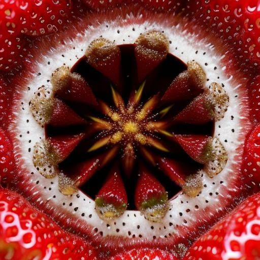 Macro photography strawberry seeds