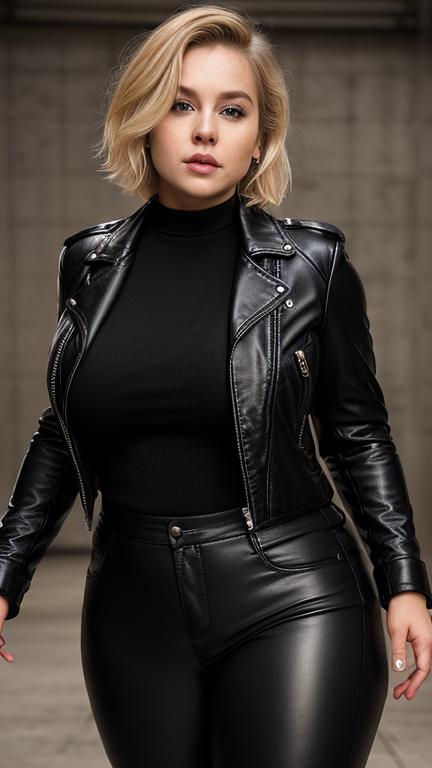 Perfect chubby blond leather babe 2
