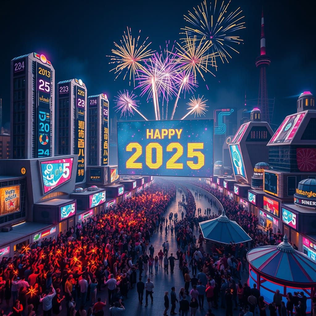 Surreal Metropolis Unfolds Under Radiant Neon Lights at Nigh...