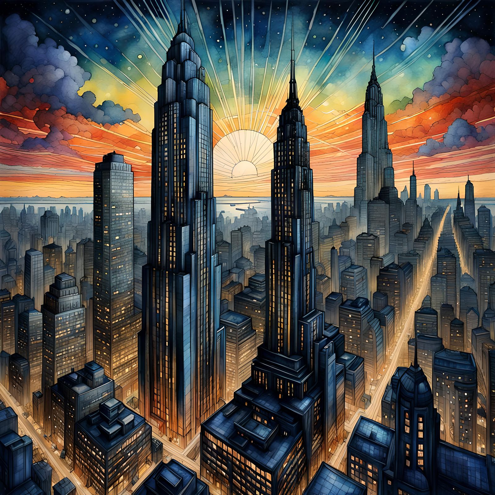 Art Deco Skyline  by @Oblique Lens