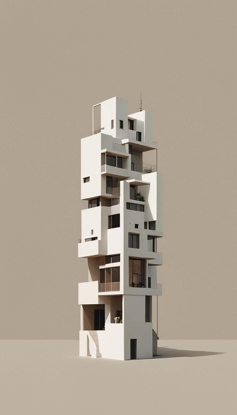 Simple architecture, minimalism, concept art, collage aesthe...