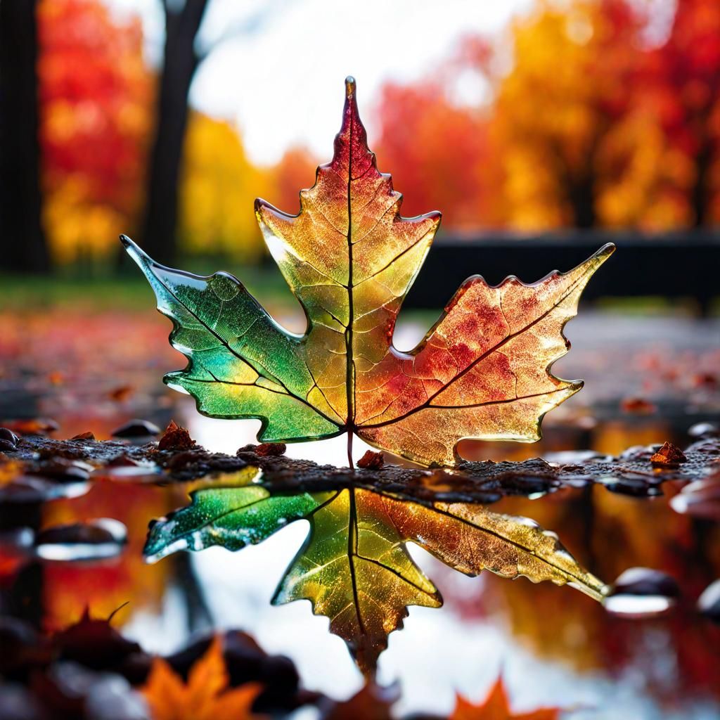 Frozen Moment of an Autumn Leaf in the Park   by @CegoMetal