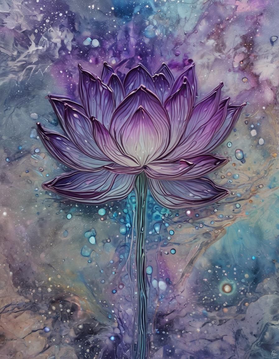 Opalescent Lotus in Kirlian Sci-Fi Style