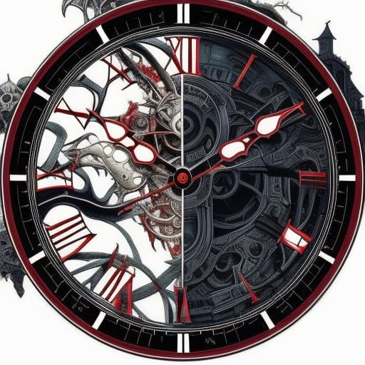 "Clocks in Dystopian City" by Tim Burton Studio Ghibli, Dark Fantasy