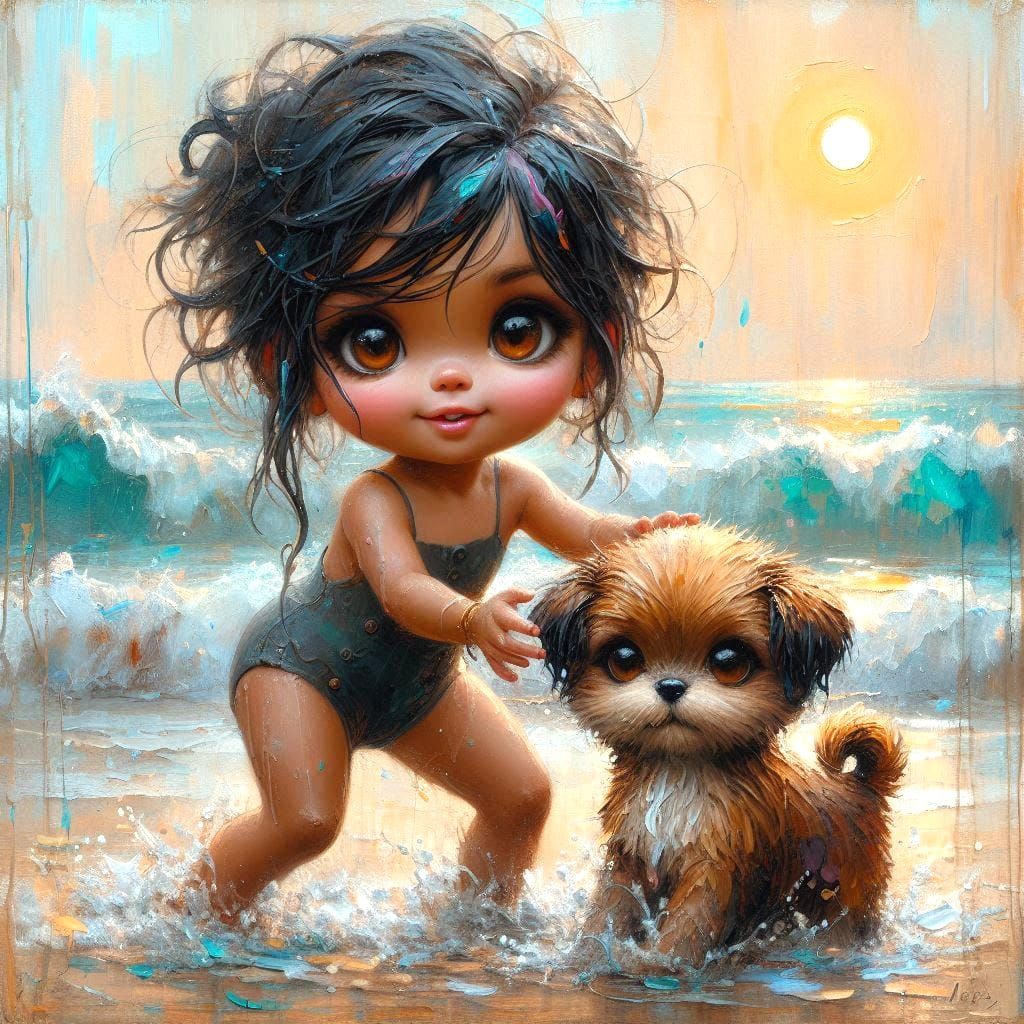 Playing in the waves