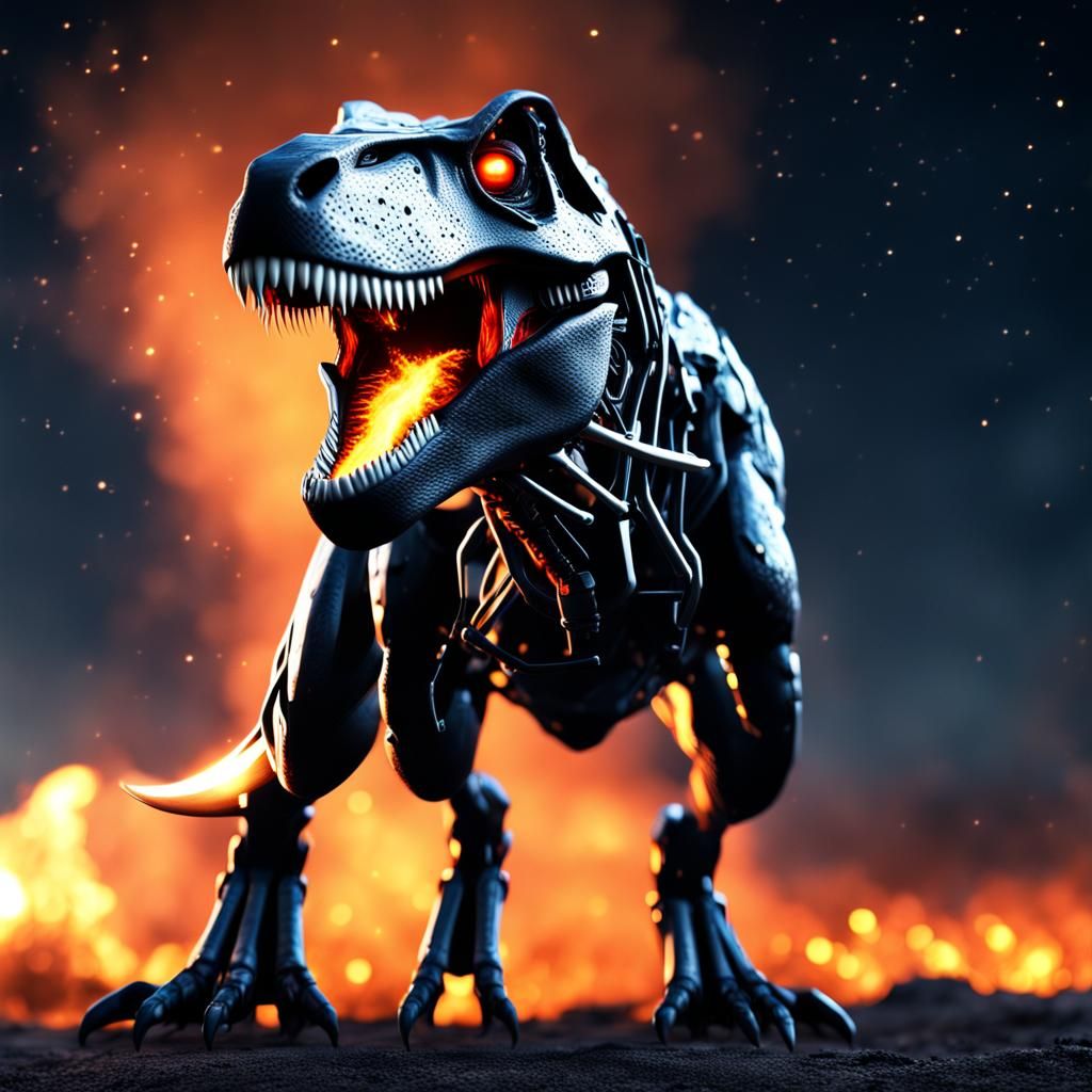 Tripedal robotic t-rex - AI Generated Artwork - NightCafe Creator