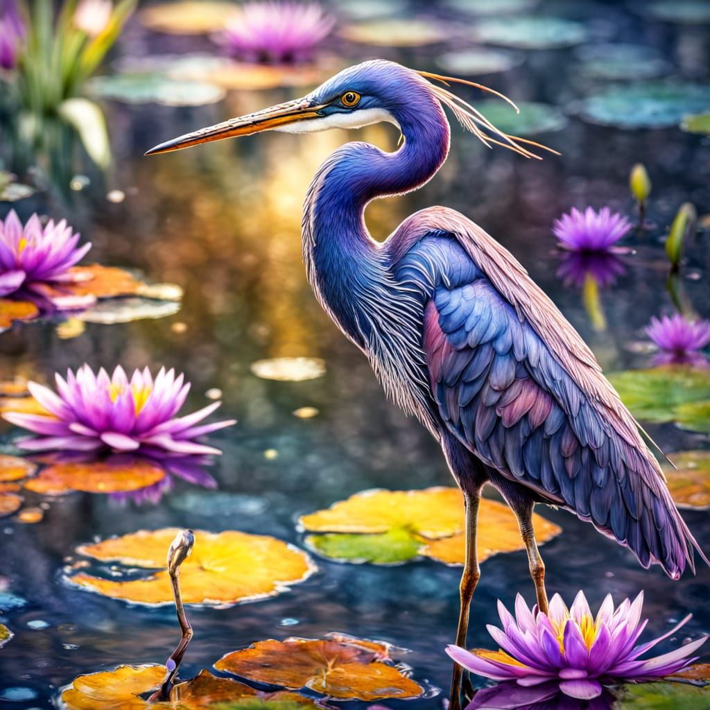 Whimsical Tricolored Heron  by @Yanciepants