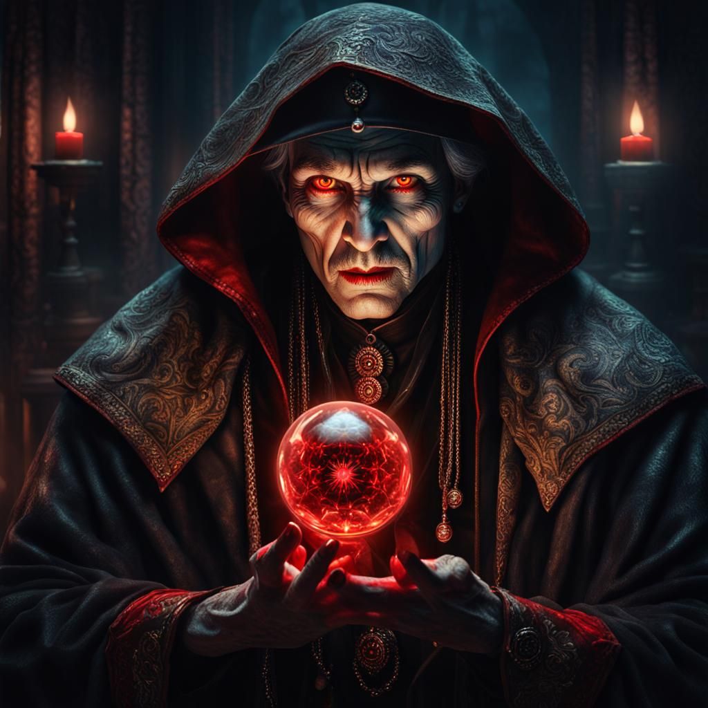 Portrait Of A Majestic Evil Vampire Fortune Teller.🔮 - Ai Generated 