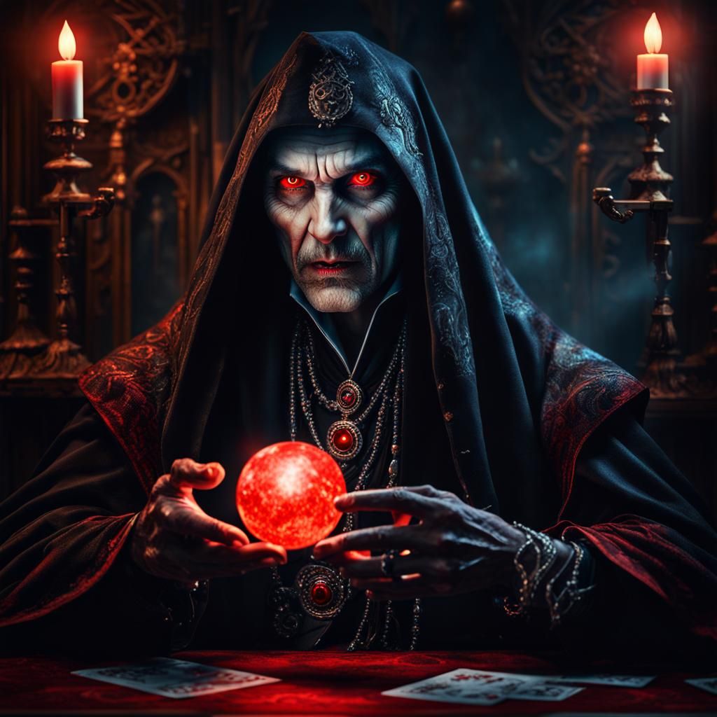 portrait of a majestic evil vampire fortune teller.🔮 - AI Generated ...