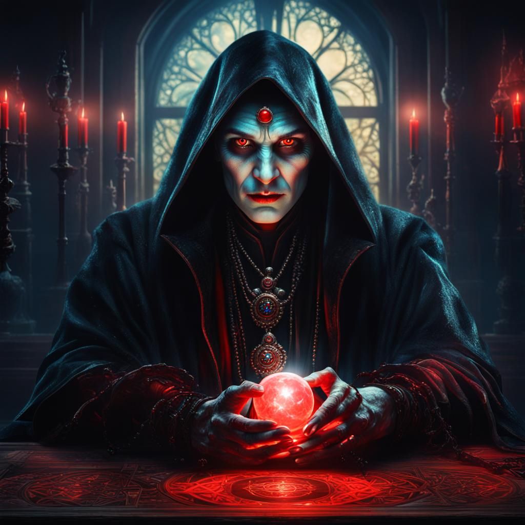 portrait of a majestic evil vampire fortune teller.🔮 - AI Generated ...